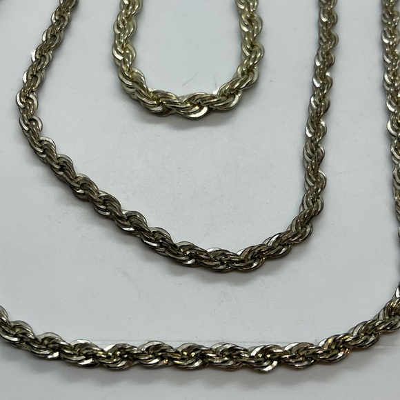 90 grams Vintage sterling silver thick rope chain long necklace & bracelet set - Picture 14 of 16